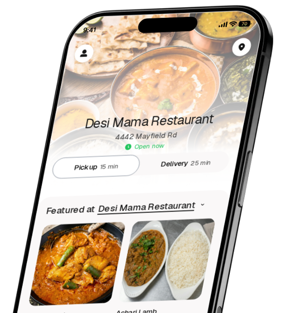 Desi Mama Restaurant app preview